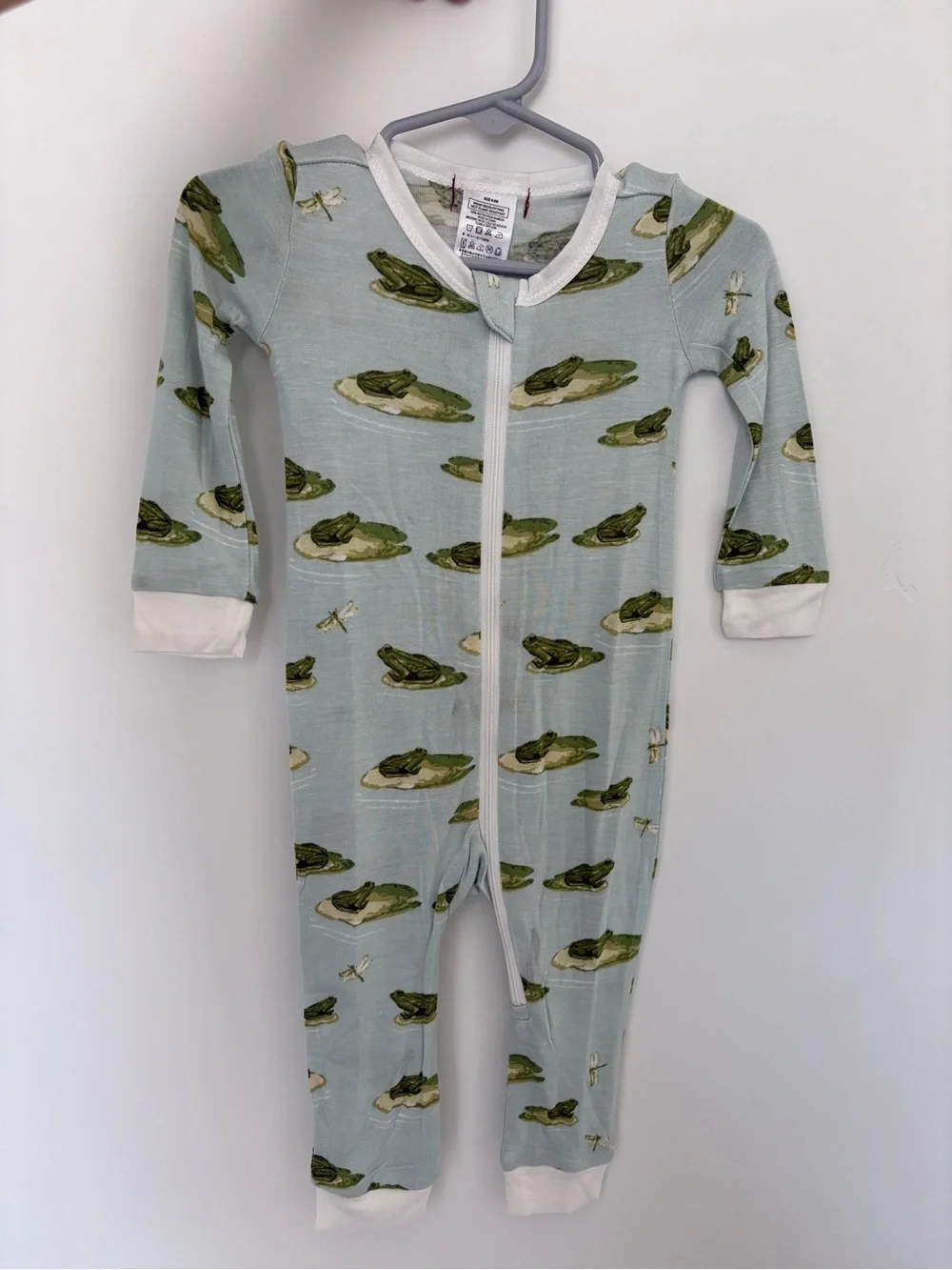 Milkbarn Light Blue Frog Print One-Piece Bodysuit